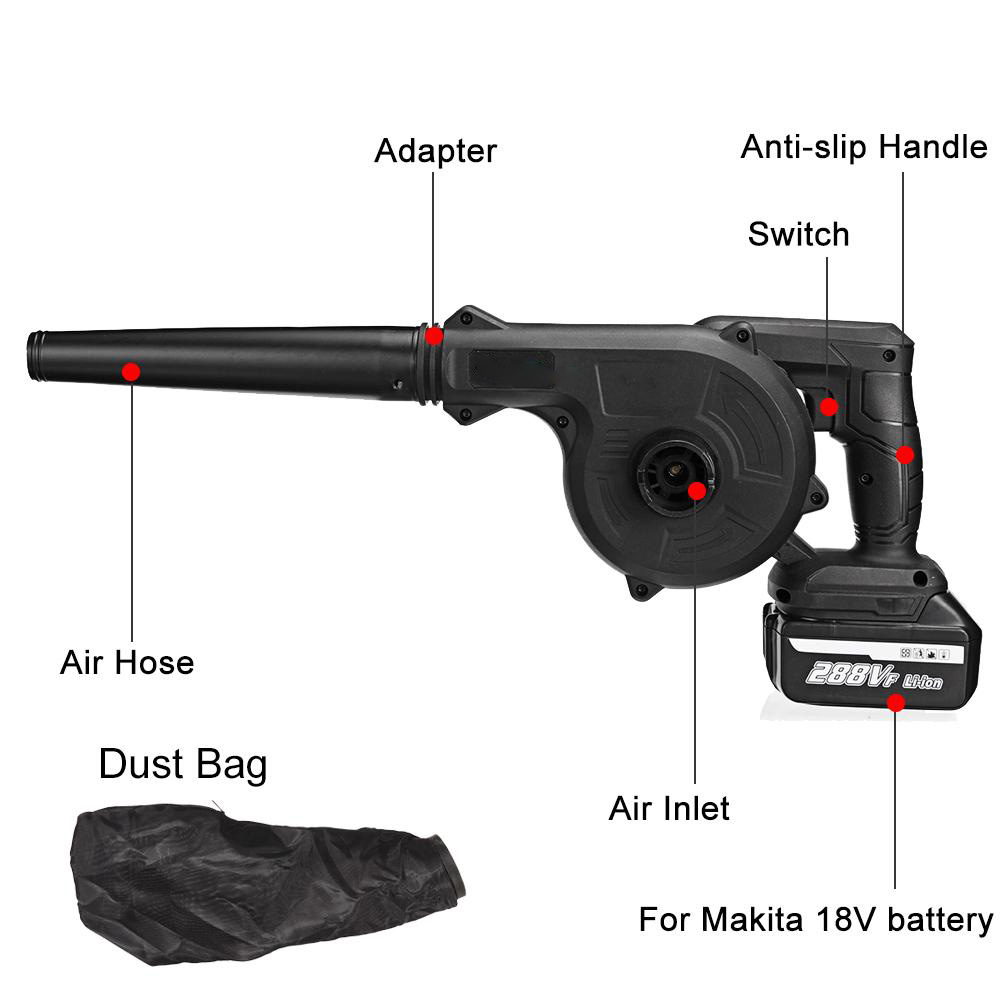 Socoje 2-in-1 Electric Air Blower 1500W 20000rpm Vacuum Cleaner Handheld Blowing Machine