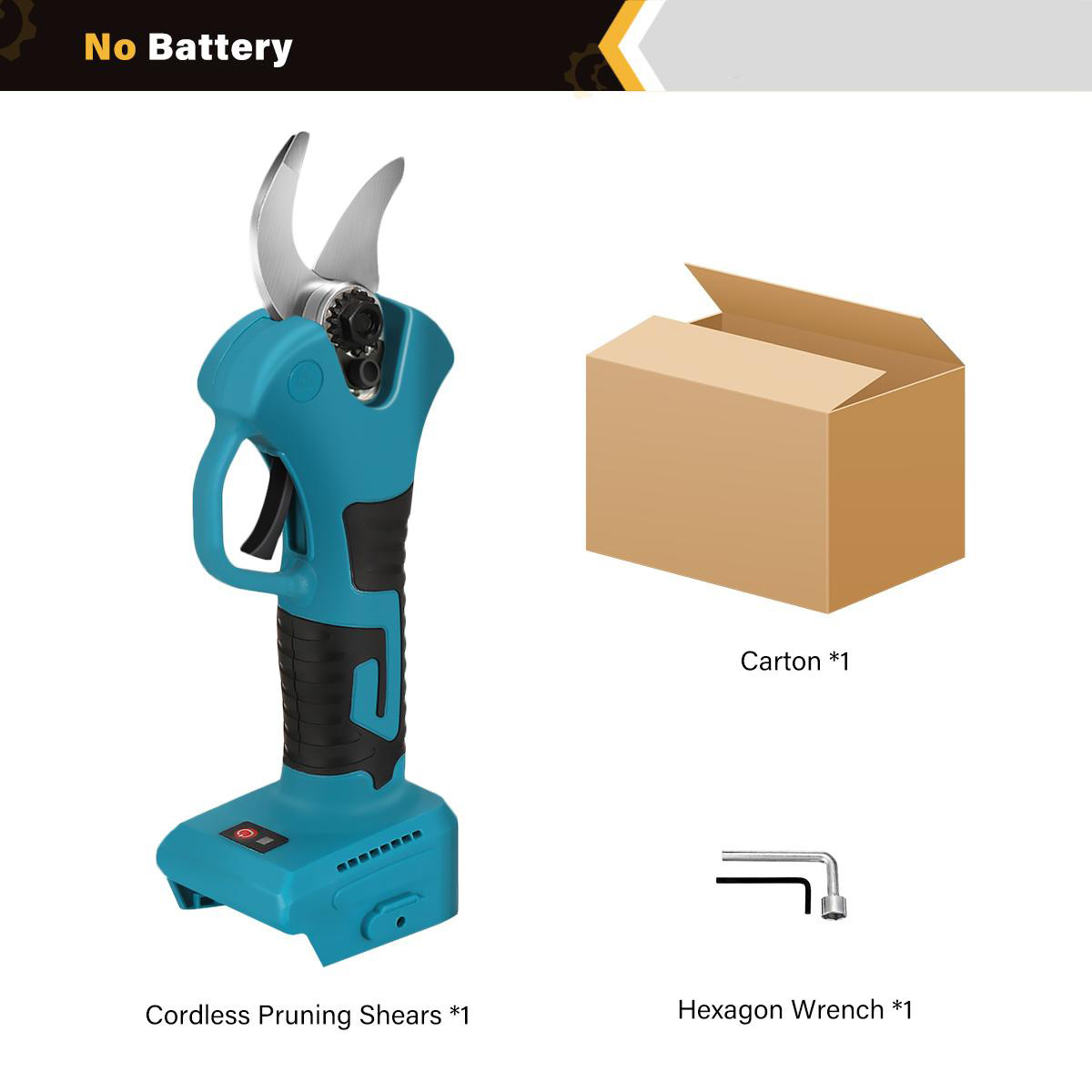 Socoje 21V Brushless Pruning Shears with 1500mAh Battery and EU Plug Charger in Blue and Black  Packaged in CE-Labeled Paper Box