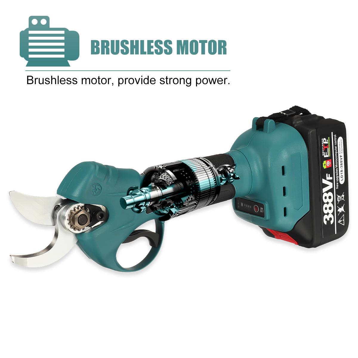 Socoje 21V Cordless Electric Scissors Pruning Shears Tree Branch Pruner Garden Tools W/1pcs 2pcs Battery