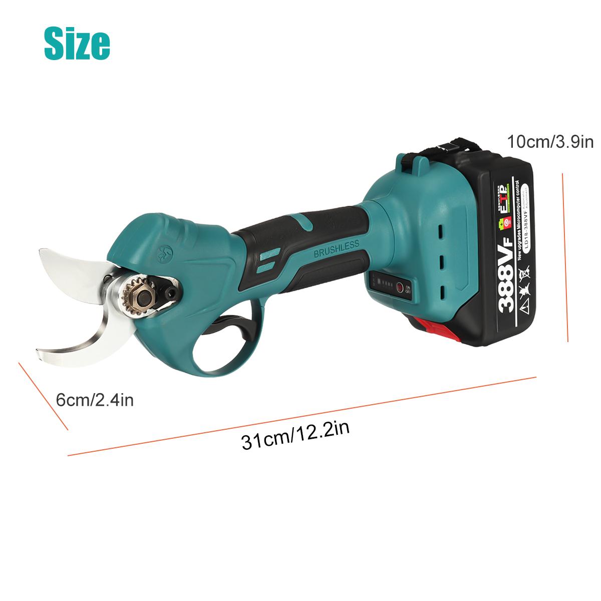 Socoje 21V Cordless Electric Scissors Pruning Shears Tree Branch Pruner Garden Tools W/1pcs 2pcs Battery