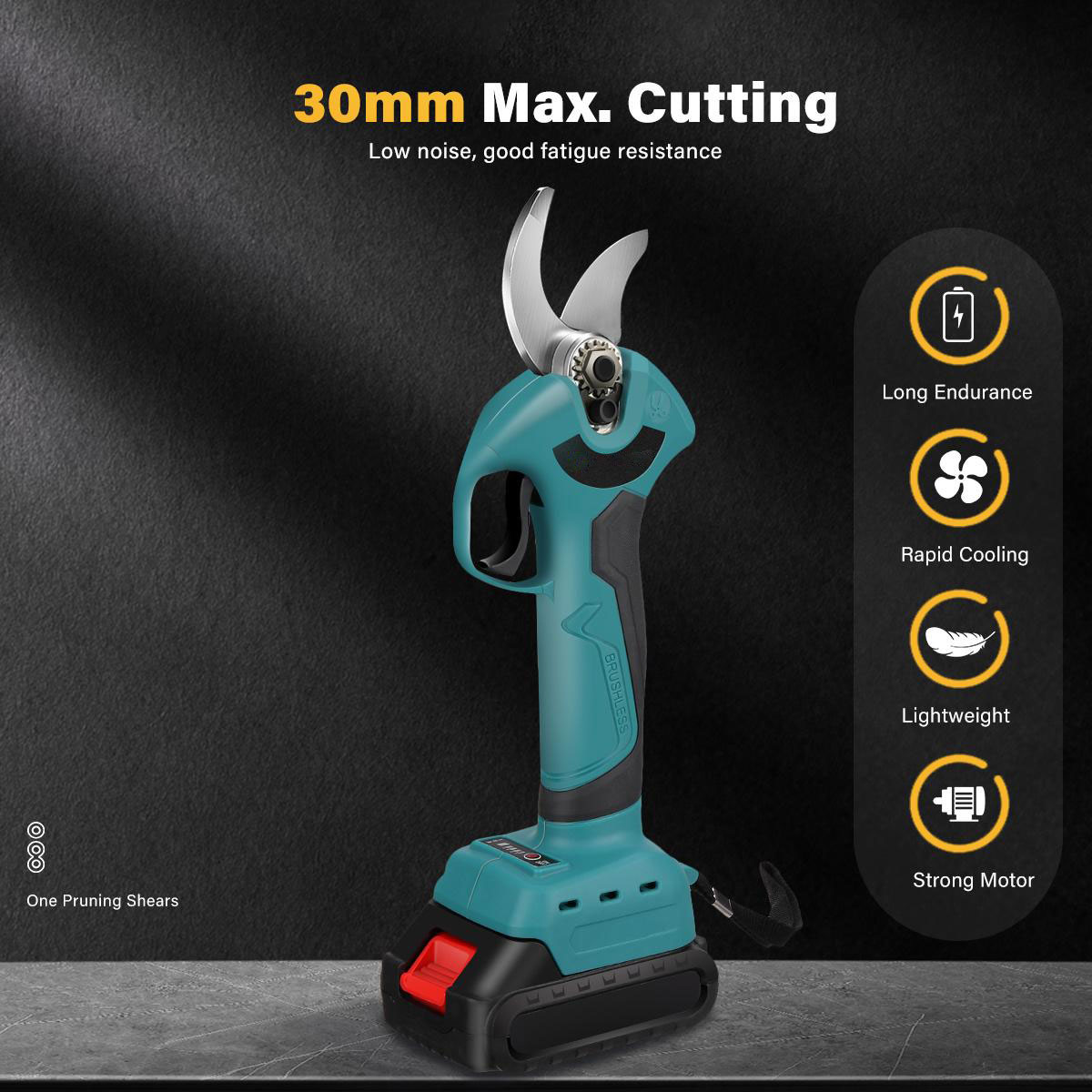 21V Electric Pruning Shears Cordless Tree Branch Pruner with 1/2 Pack 2.0-3.0Ah Lithium Batteries Powerful Brushless Motor 1.2-Inch Cutting Diameter