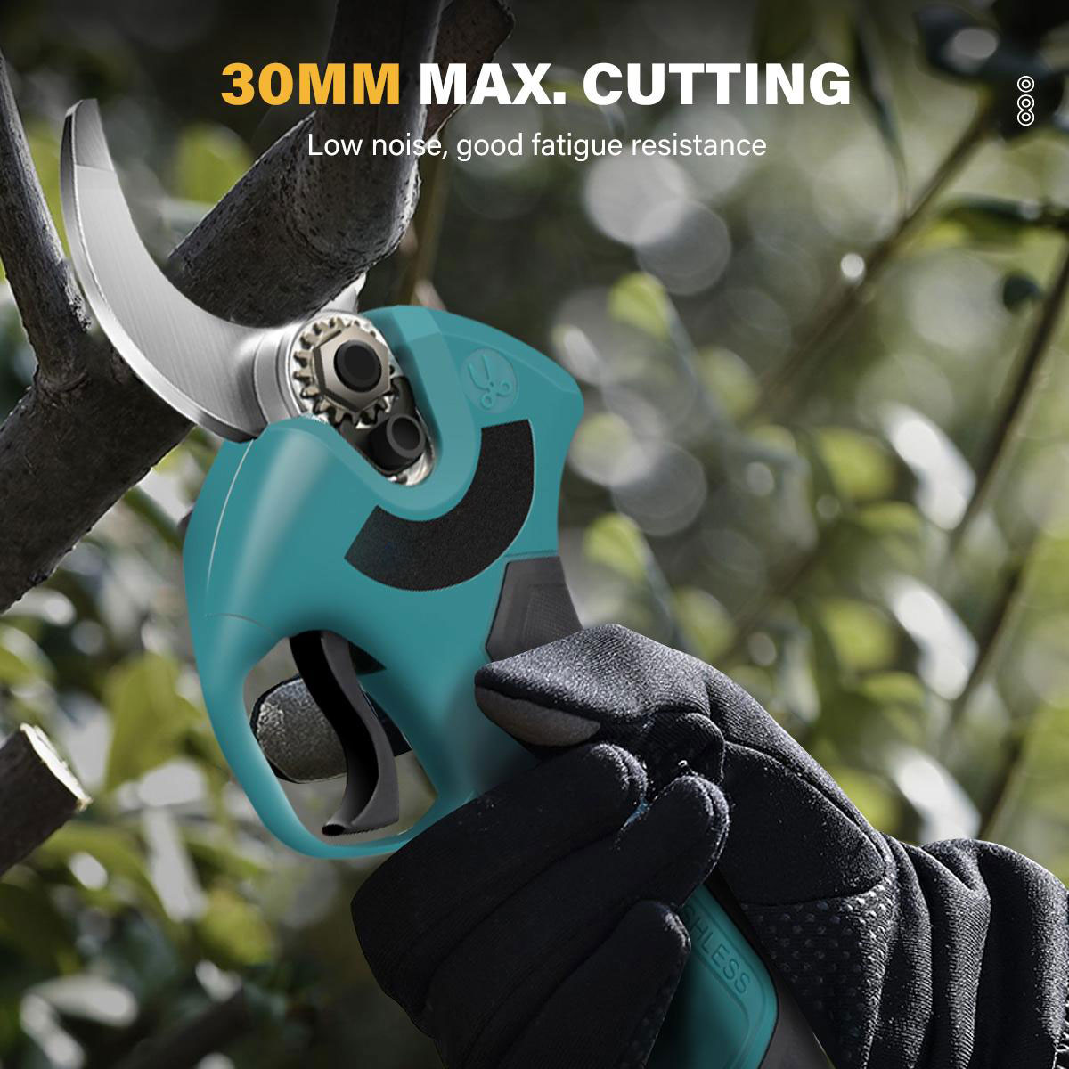 21V Electric Pruning Shears Cordless Tree Branch Pruner with 1/2 Pack 2.0-3.0Ah Lithium Batteries Powerful Brushless Motor 1.2-Inch Cutting Diameter
