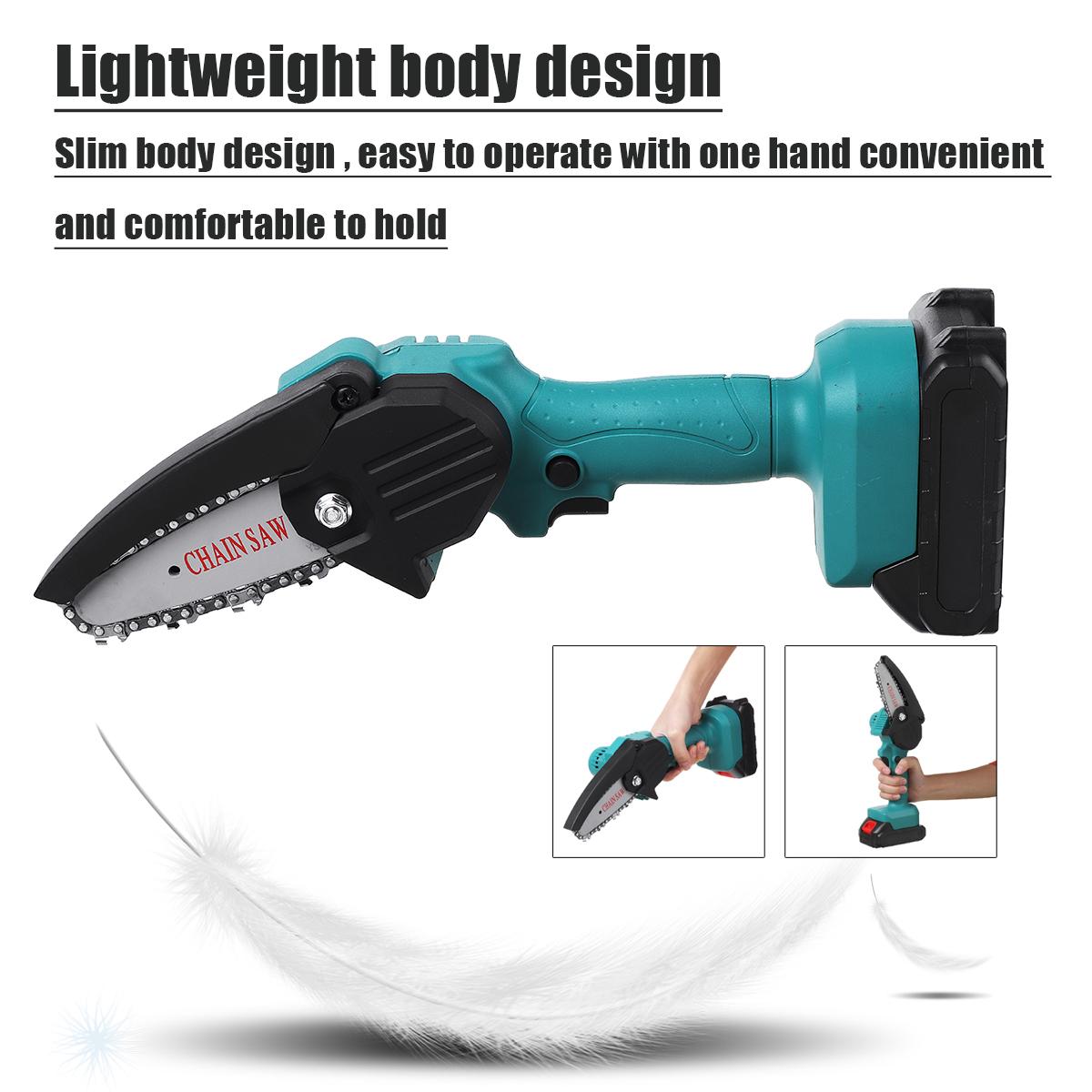Socoje 24V 4 Inch Rechargable Mini Chain Saws 1500W One-hand Cordless Electric Pruning Chain Saw Protable Mini Chainsaw W/ 1/2pcs Battery EU Plug