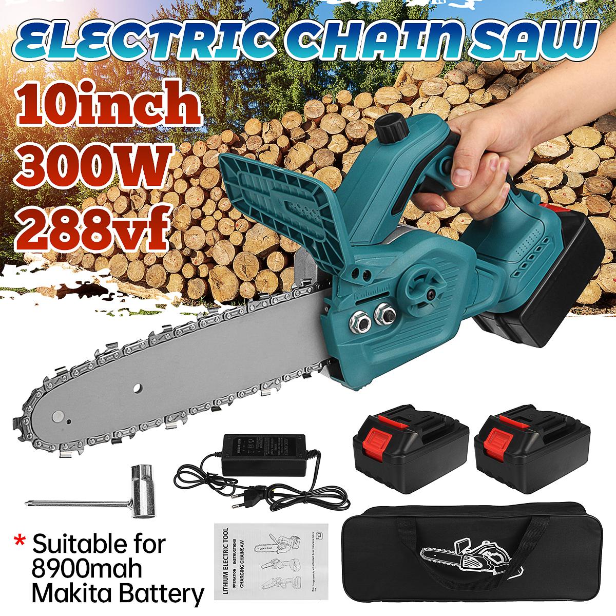 Socoje 288VF 300W 10 Inch One-hand Electric Rechargeable Chain Saw Cordless Chainsaw Wood Cutter Woodworking Tool For Makita18V Battery