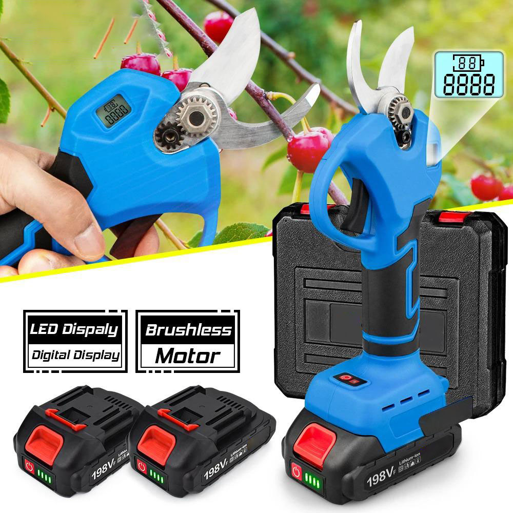 Socoje 30mm Brushless Cordless Electric Pruner Pruning Shears Fruit Tree Bonsai Pruning Branches Cutter Tools For 18V Battery