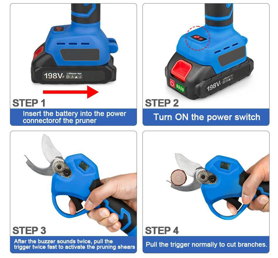 Socoje 30mm Brushless Cordless Electric Pruner Pruning Shears Fruit Tree Bonsai Pruning Branches Cutter Tools For 18V Battery