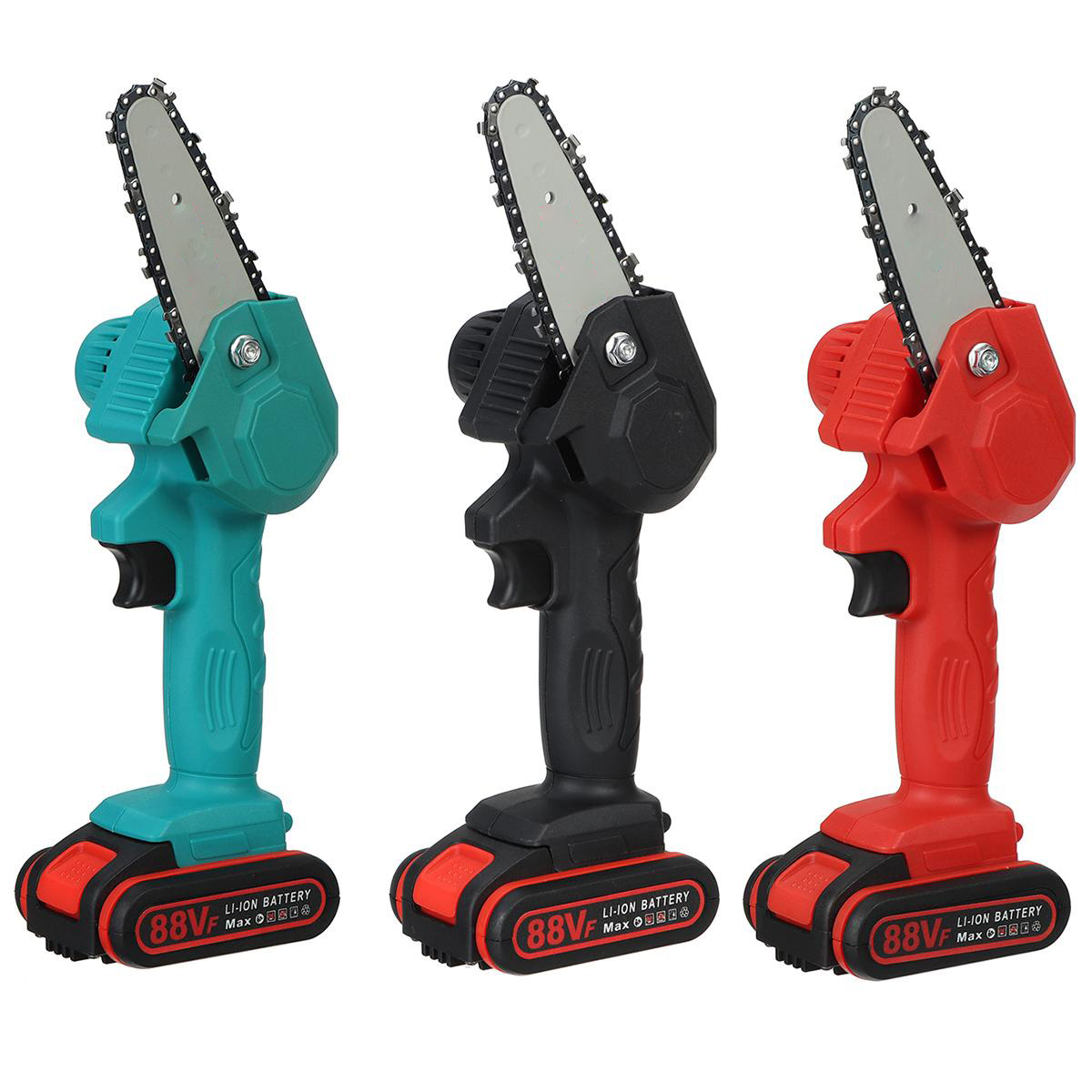 Socoje 4 Inches 21V Cordless Electric One-Hand Saw Chain Saw Woodworking Cutting Tool W/ 1pc or 2pcs Battery Kit