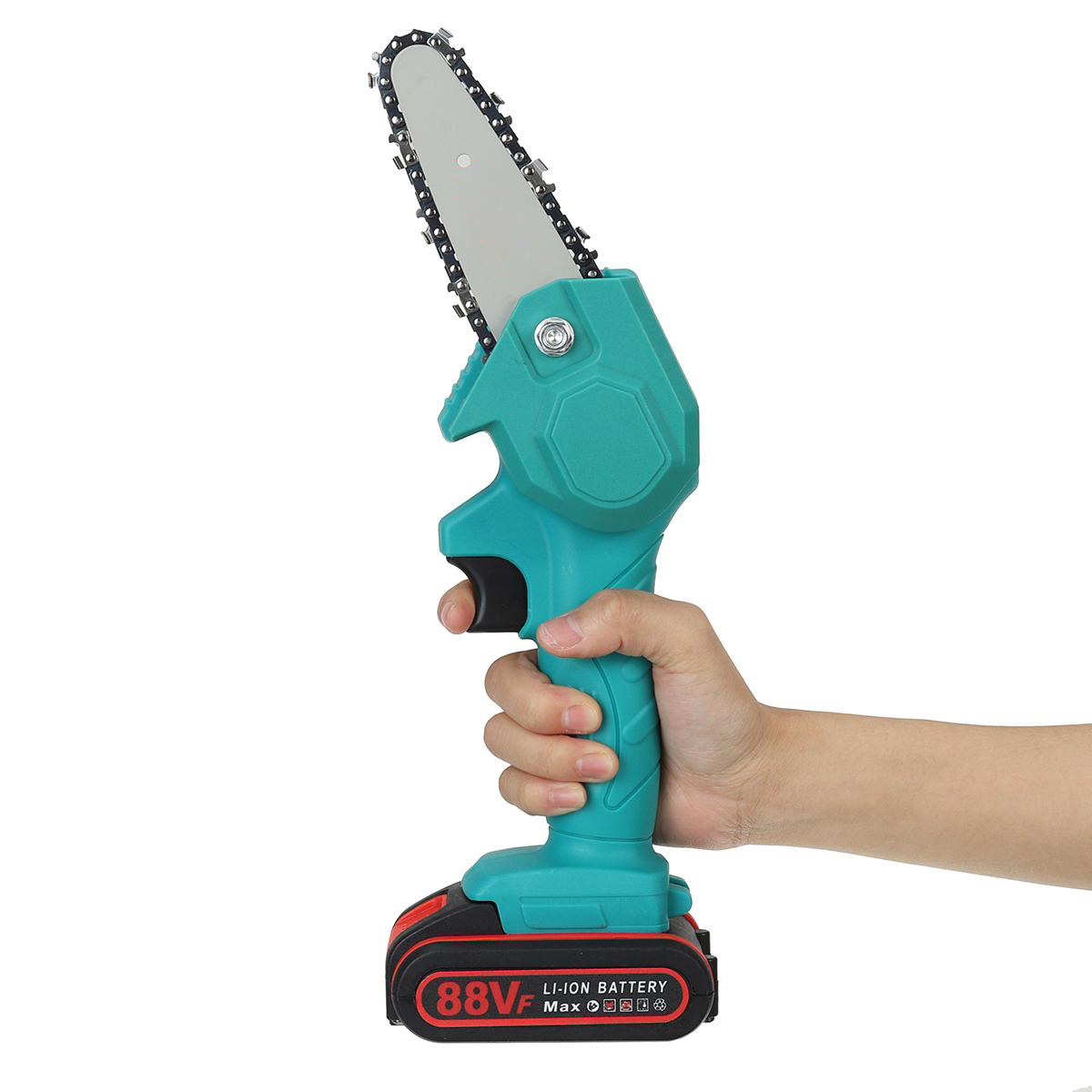 Socoje 4 Inches 21V Cordless Electric One-Hand Saw Chain Saw Woodworking Cutting Tool W/ 1pc or 2pcs Battery Kit