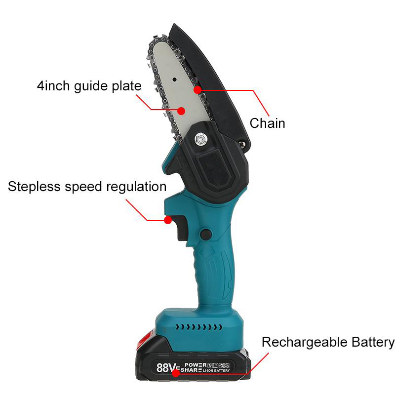Socoje 800W 4 Inch Handheld Cordless Chainsaw Motor Chainsaw Chain Saw Blade One-Handed Saw