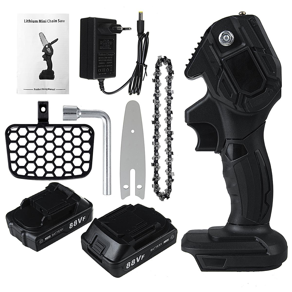 Socoje 88VF 21V Electric Cordless One-Hand Saw Woodworking Chain Saw W/ 1/2pcs Battery