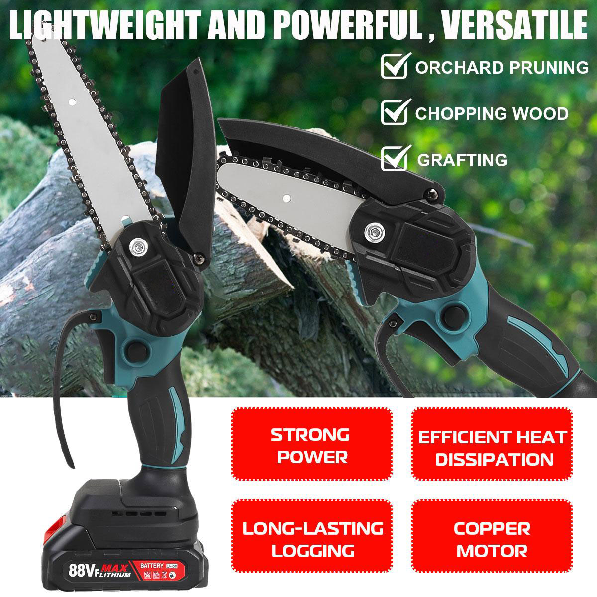 Socoje 88VF 4 6 Brushless Electric Chain Saw Cordless Pruning Chainsaw Wood Cutter For Makita Battery