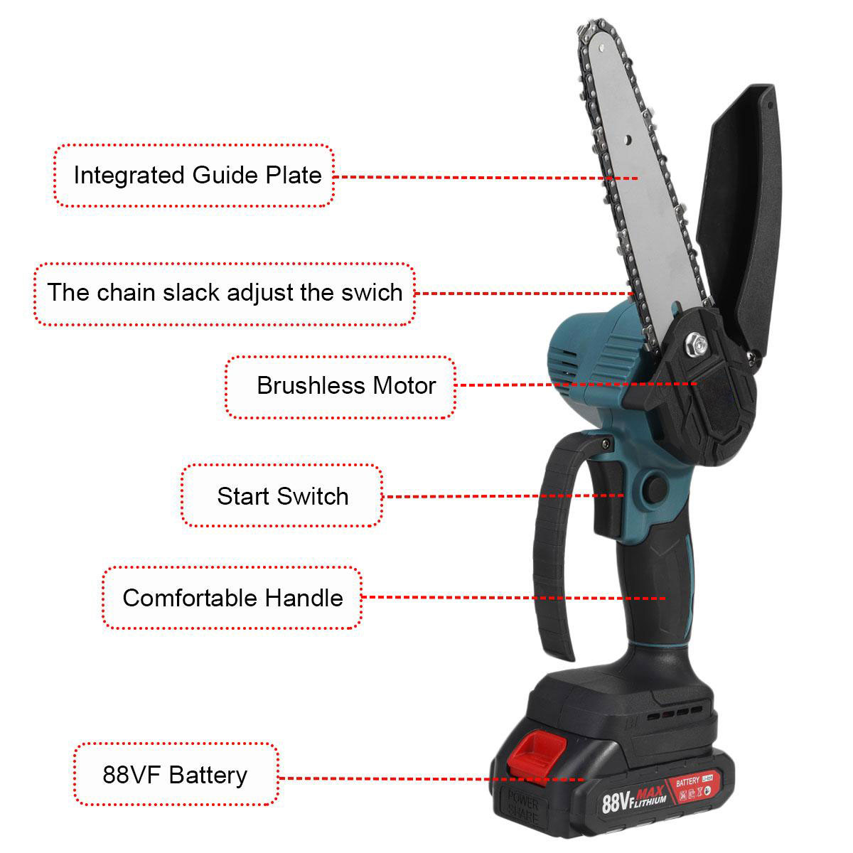 Socoje 88VF 4 6 Brushless Electric Chain Saw Cordless Pruning Chainsaw Wood Cutter For Makita Battery