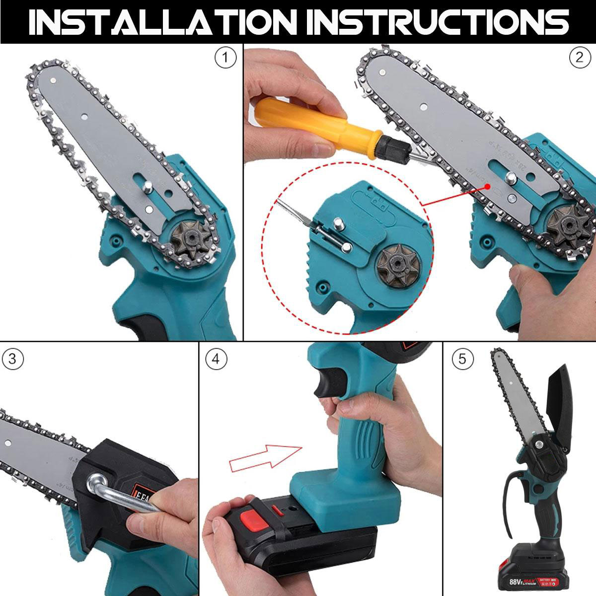 Socoje 88VF 4 6 Brushless Electric Chain Saw Cordless Pruning Chainsaw Wood Cutter For Makita Battery