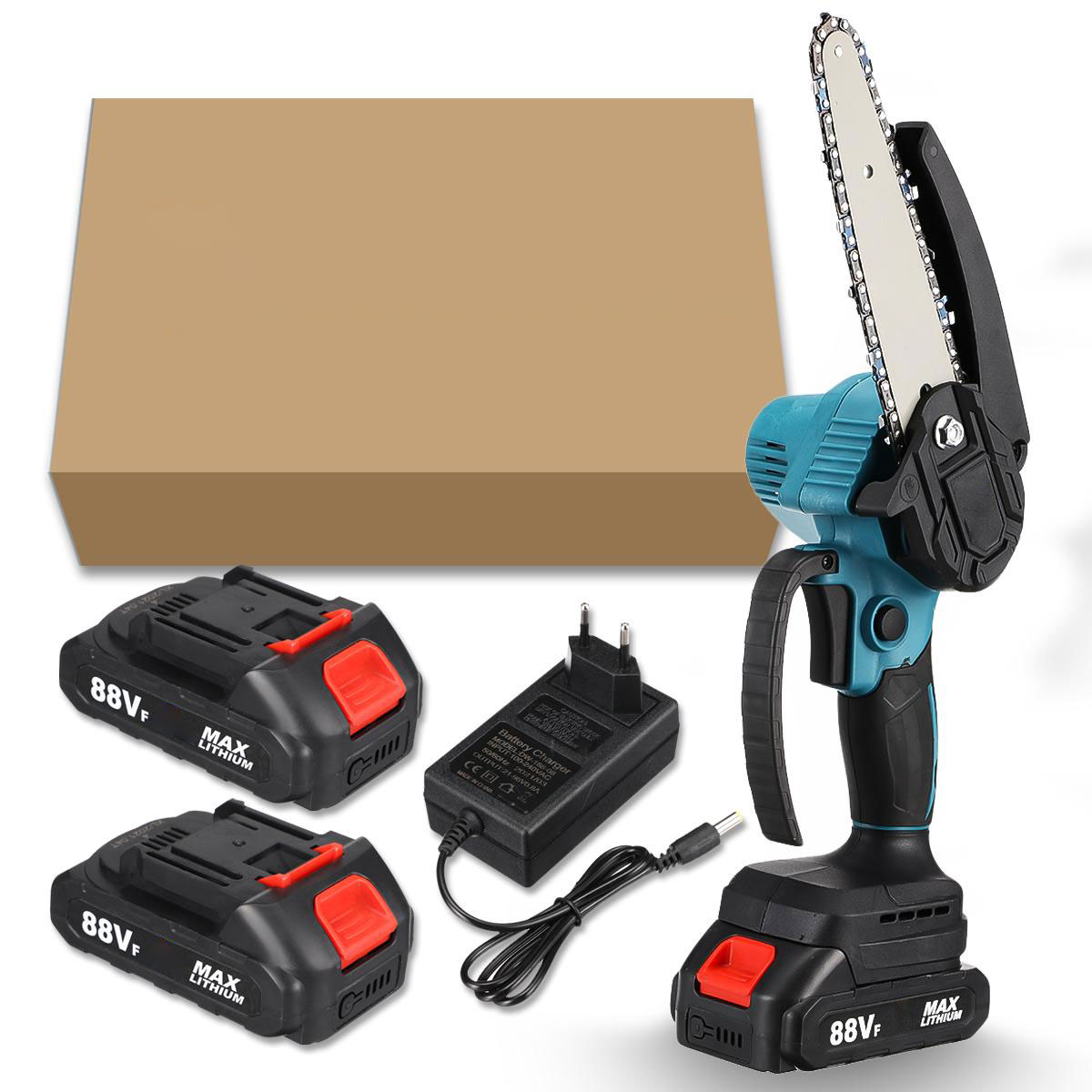 Socoje 88VF 6 Inch Electric Chain Saw 1500W Cordless One-Hand Saws Woodworking Tool Wood Cutter W/ None/1/2 Battery For MakitaBattery