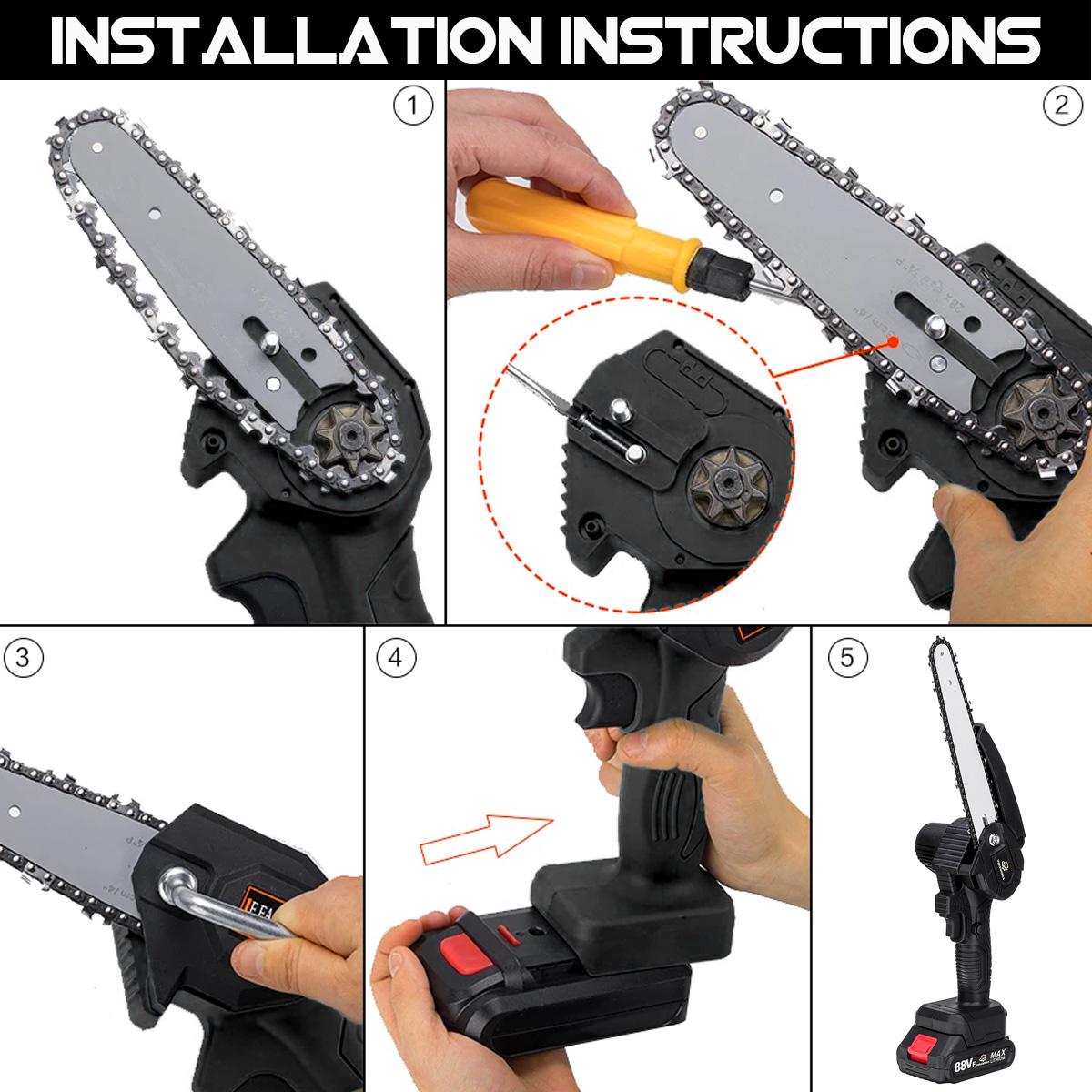 Socoje 88VF 8 Inch Brushless Electric Saw 3000W Portable Pruning Chain Saw Rechargeable Woodworking Power Tools Wood Cutter W/ 1/2 Battery