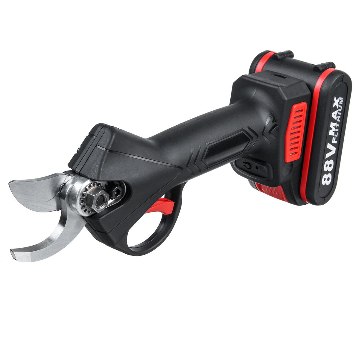 Socoje 88VF Cordless Electric Pruning Shears Secateur 30mm Garden Branch Cutter W/ 2X Battery & Plastic Toolbox