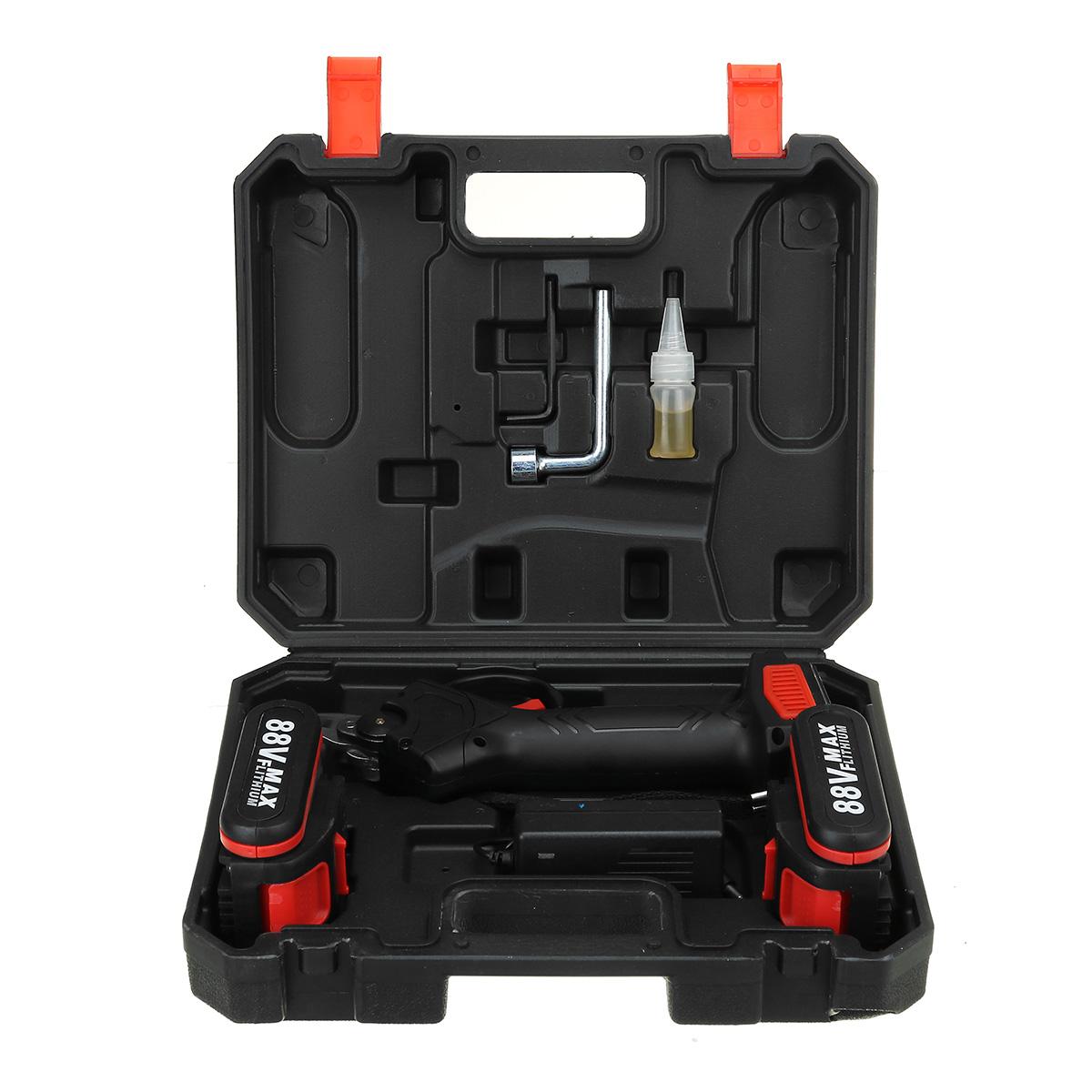 Socoje 88VF Cordless Electric Pruning Shears Secateur Branch Cutter Scissor W/ 2 Battery & Plastic Tool Box