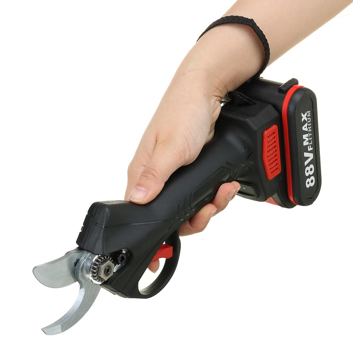 Socoje 88VF Cordless Electric Pruning Shears Secateur Branch Cutter Scissor W/ 2 Battery & Plastic Tool Box
