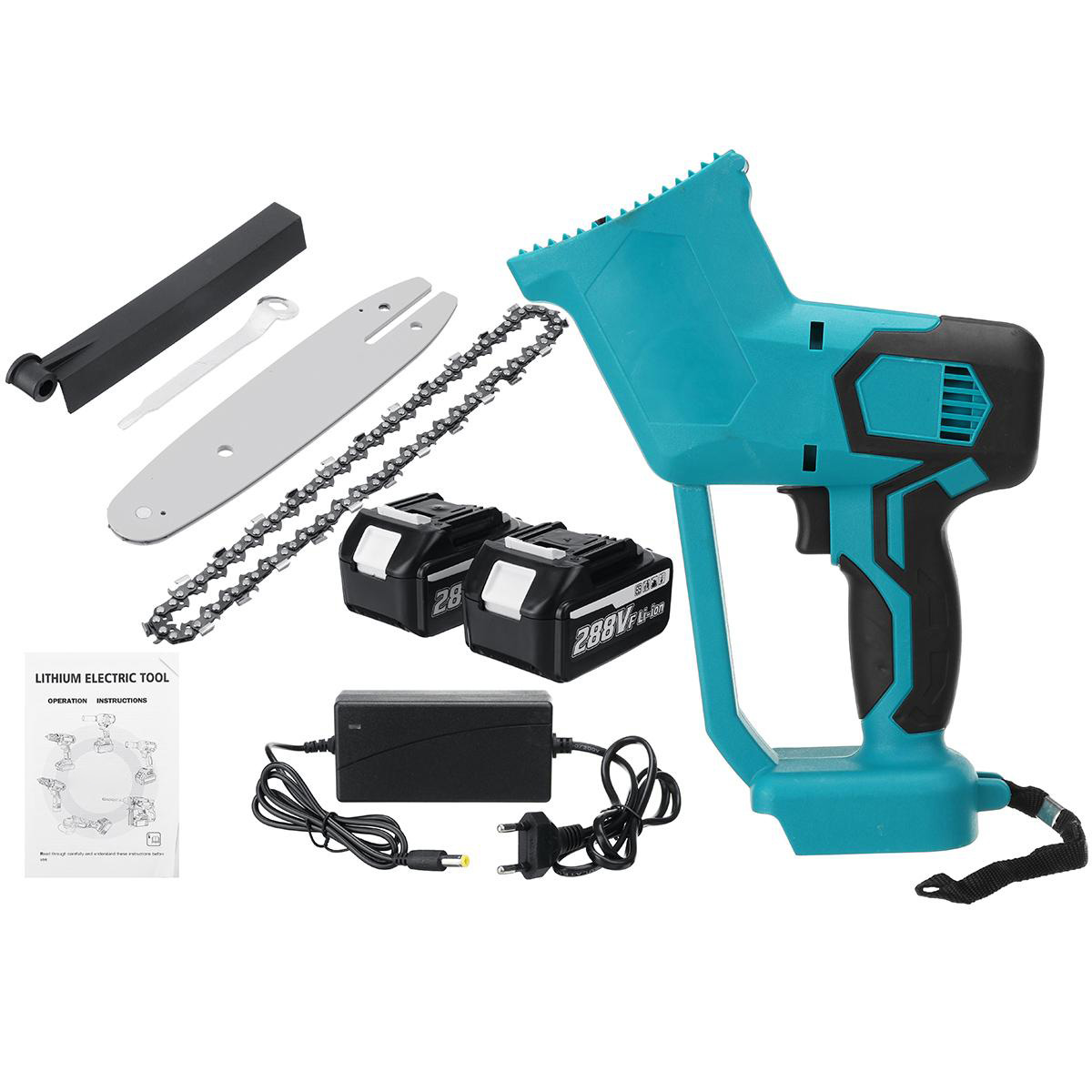 Socoje 8inch 21V 1500W Electric Cordless One-Hand Saw Chain Saw Woodworking with Battery Kit