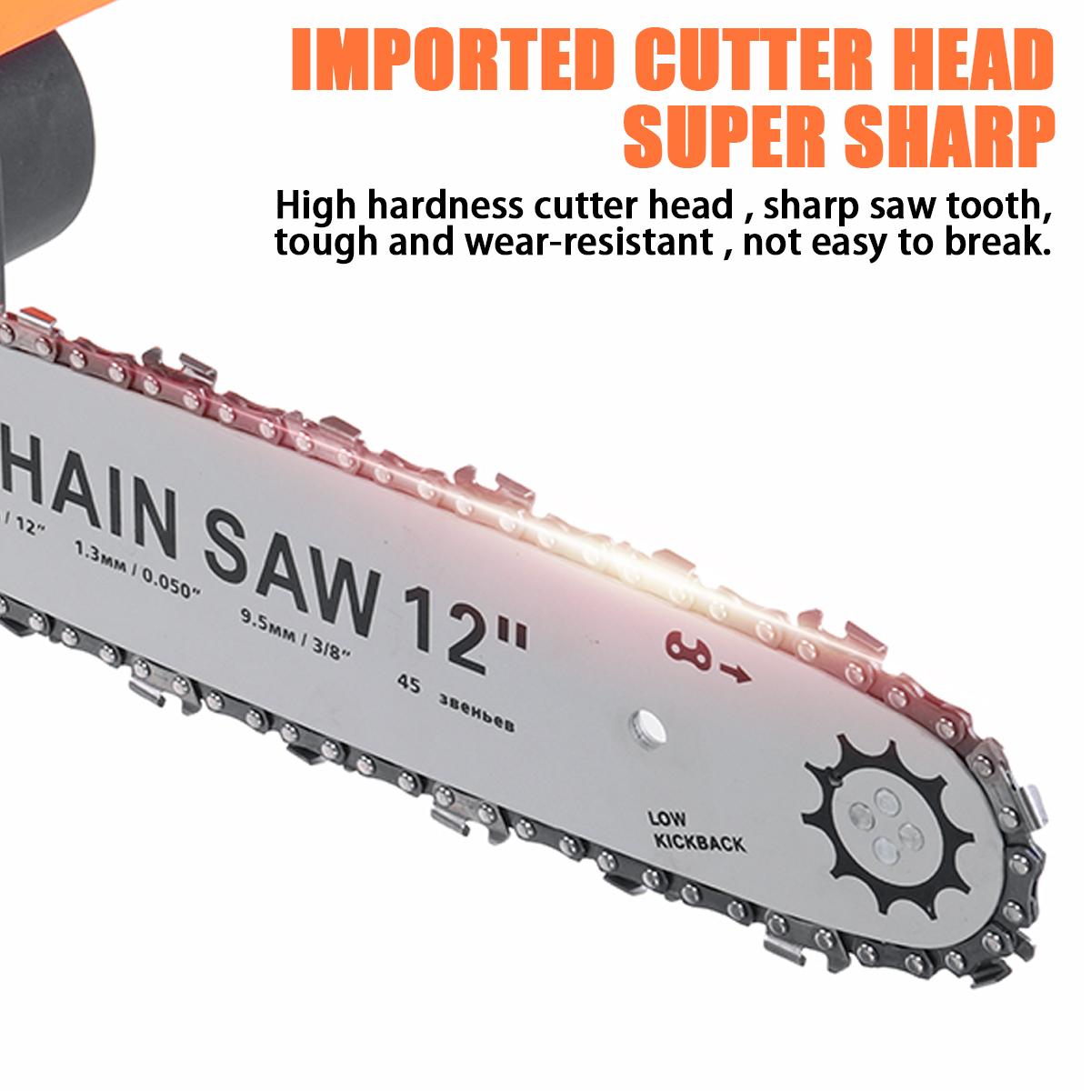 3000W 388VF 12 Inch Portable Electric Saw Pruning Chain Saw Rechargeable Woodworking Power Tools Wood Cutter W/ 1/2 Battery EU/US Plug