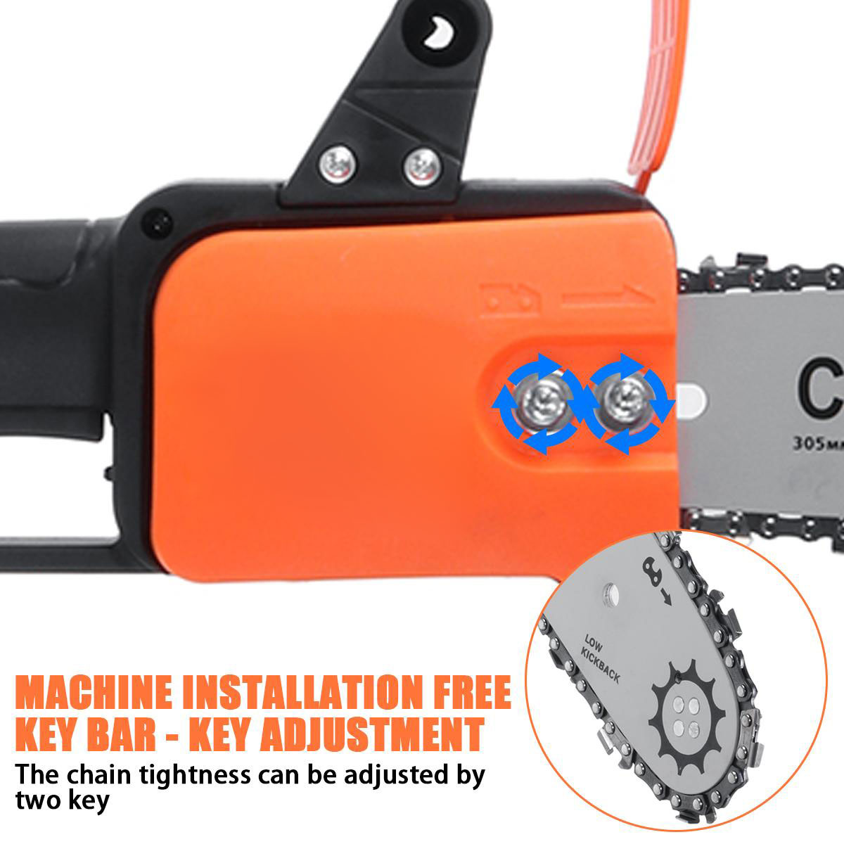 3000W 388VF 12 Inch Portable Electric Saw Pruning Chain Saw Rechargeable Woodworking Power Tools Wood Cutter W/ 1/2 Battery EU/US Plug
