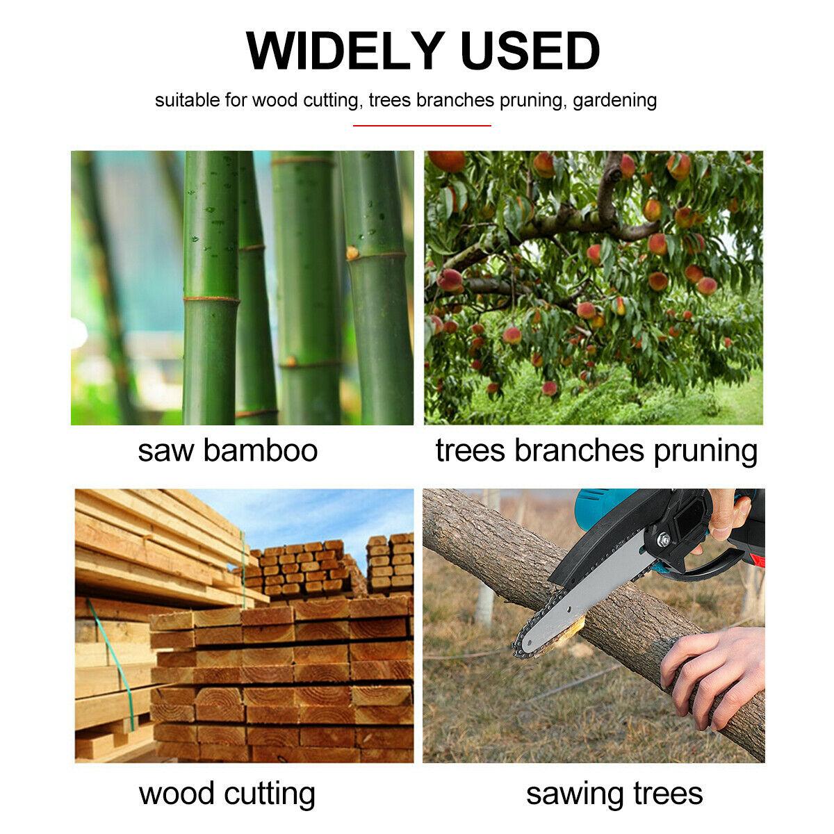 388VF 8 Inch Cordless Electric Chain Saw One-Hand Wood Cutter Pruning Saws Garden Power Tools