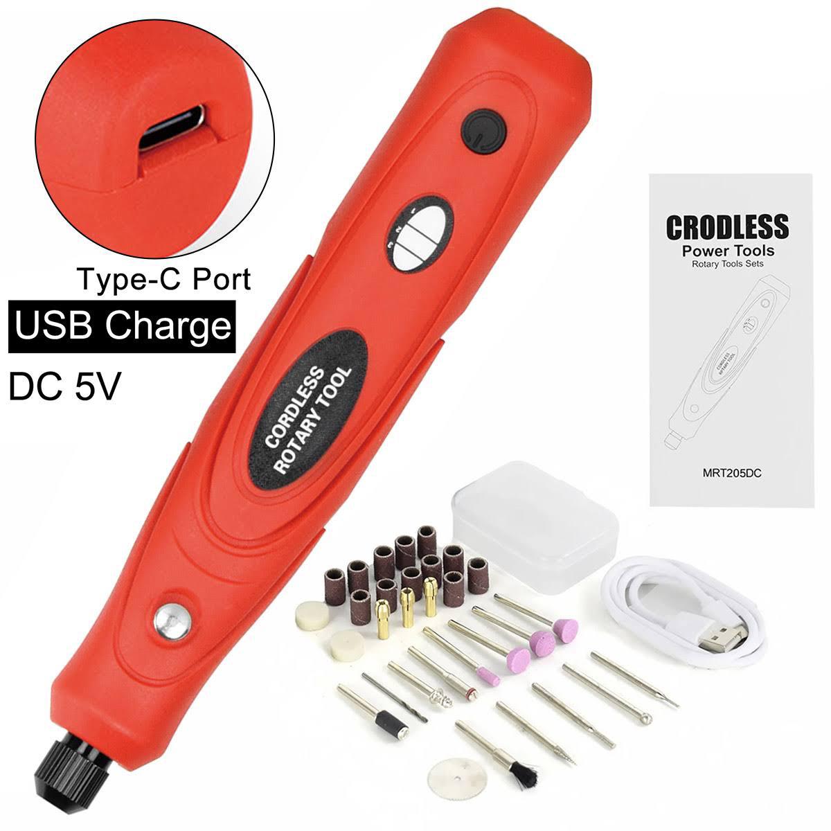 Mini Electric Engraving Cordless Rotary Tool Mini Grinder Machine USB Charging 3 Variable Speed Rotary Tool with 31 Accessories