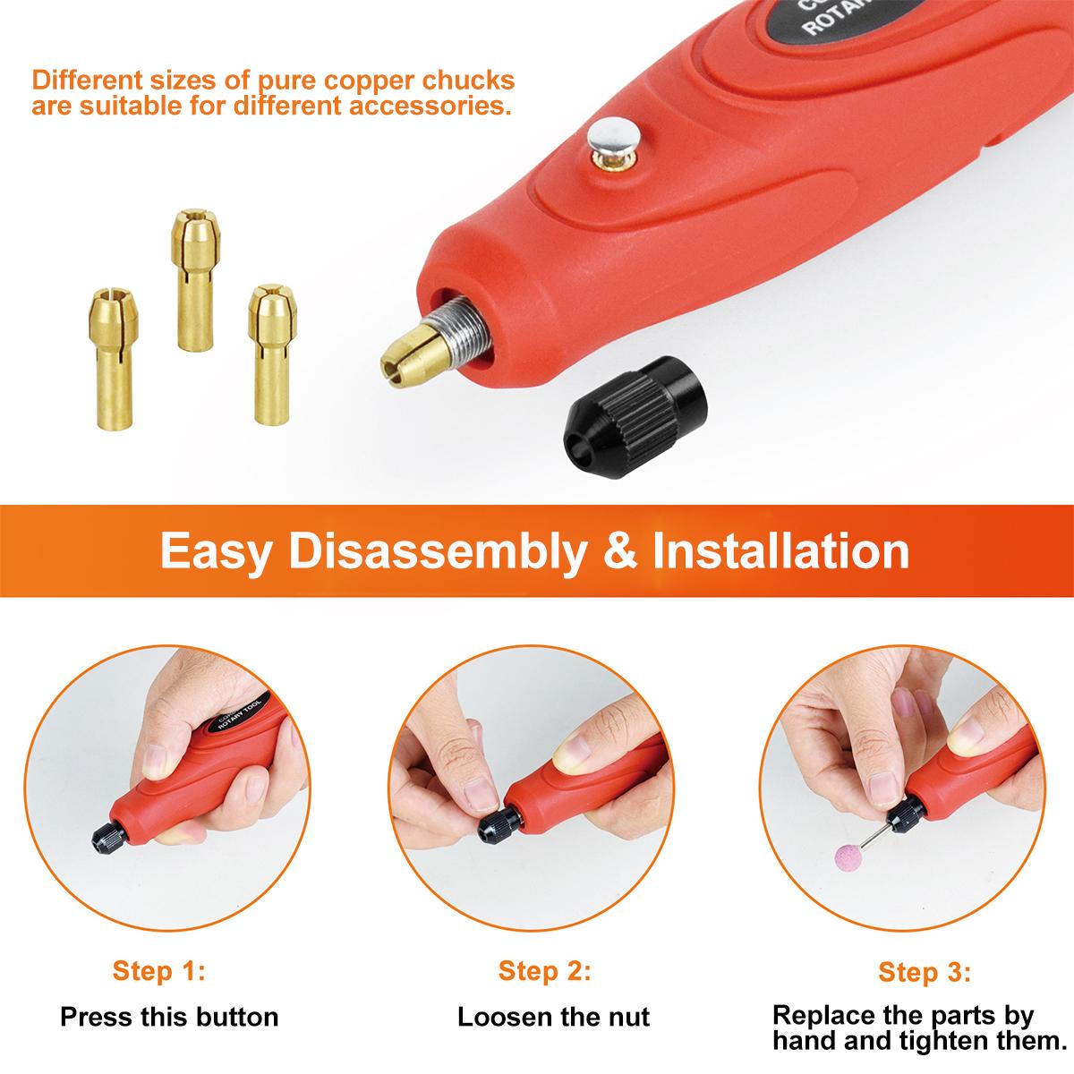 Mini Electric Engraving Cordless Rotary Tool Mini Grinder Machine USB Charging 3 Variable Speed Rotary Tool with 31 Accessories