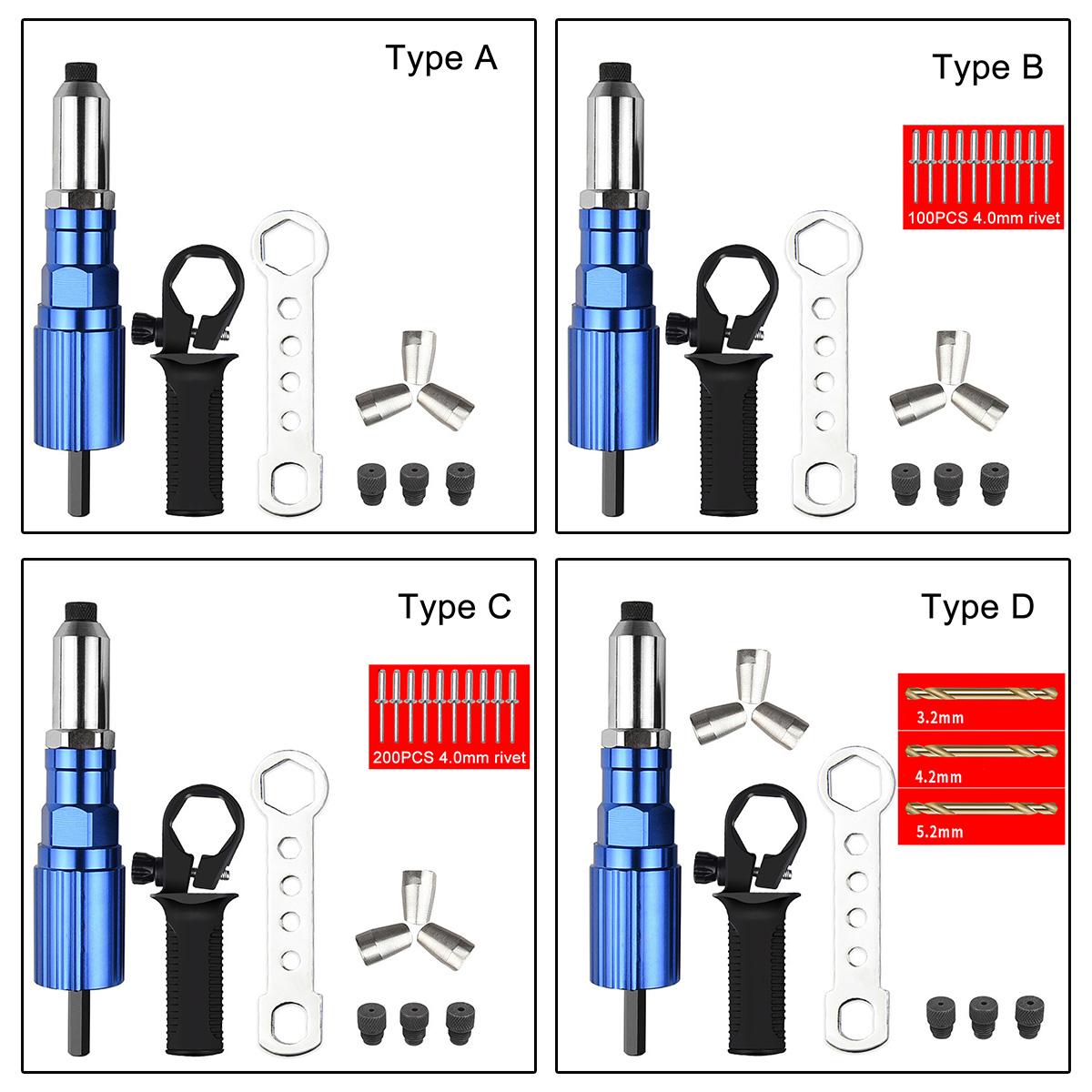 Nail Gun Electric Rivet Adapter Set Pull Riveting Core-pulling Conversion Head Aluminum Alloy