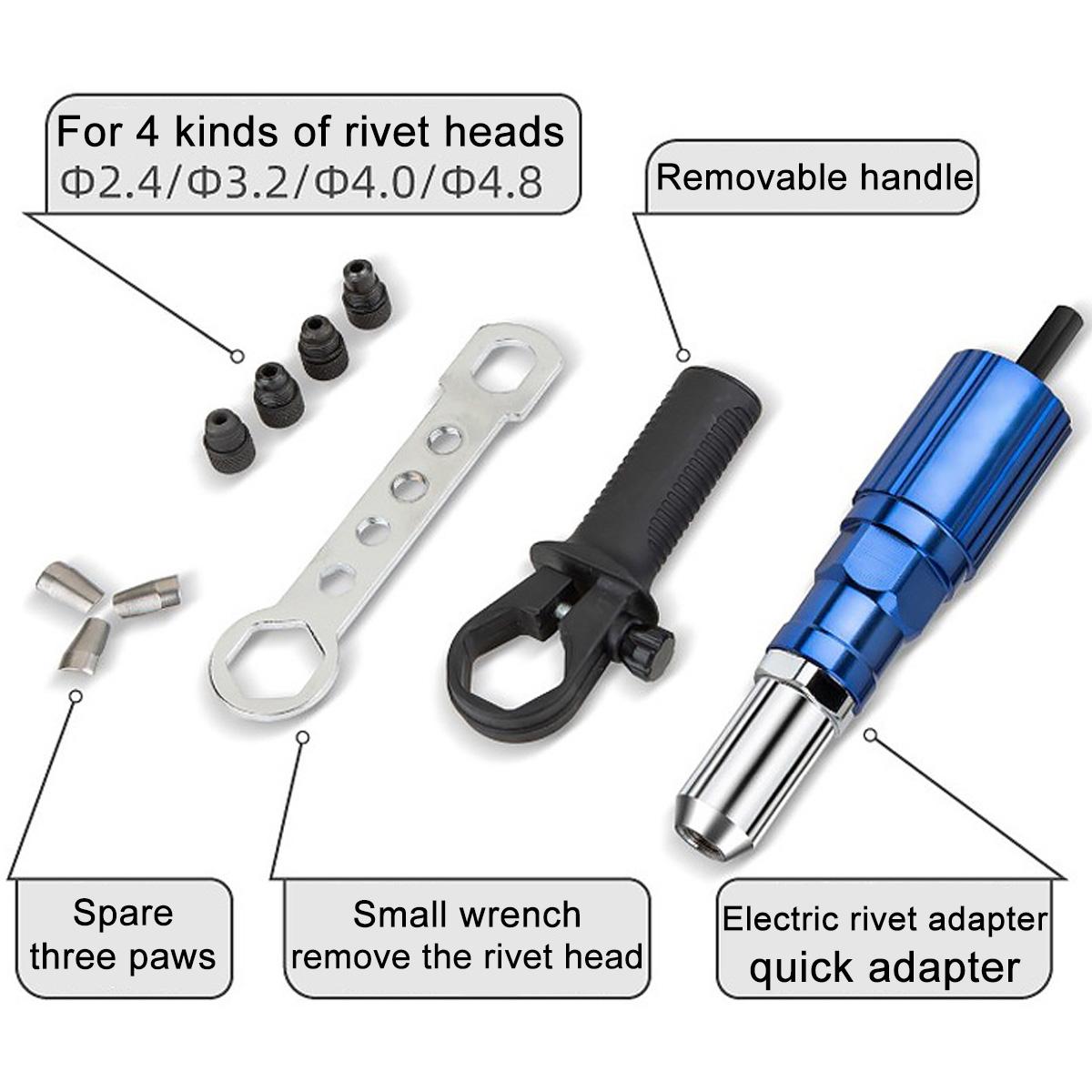 Nail Gun Electric Rivet Adapter Set Pull Riveting Core-pulling Conversion Head Aluminum Alloy