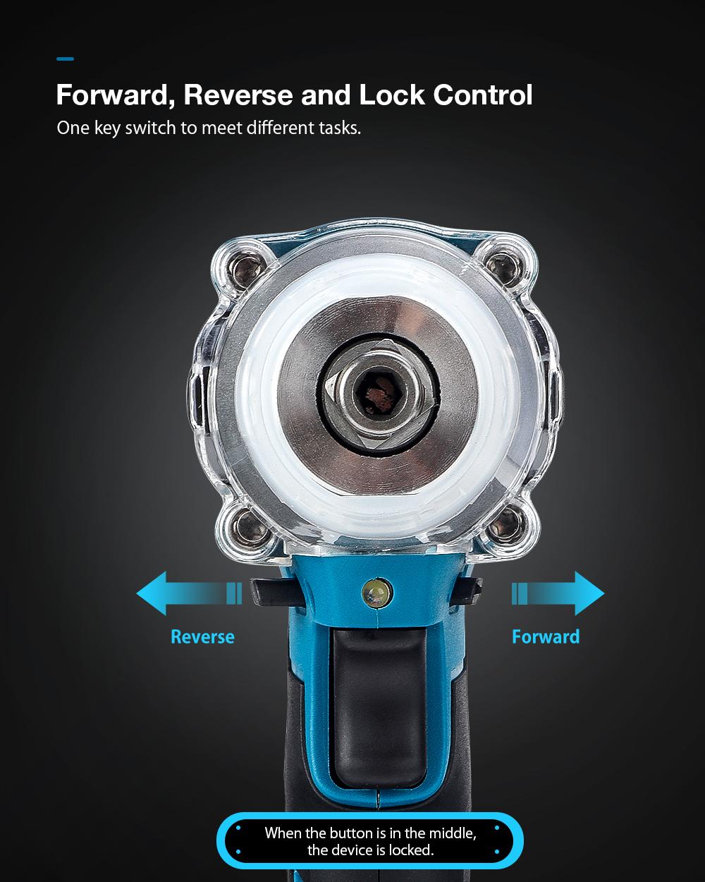 18V Cordless Brushless Impact Wrench Screwdriver Stepless Speed Change Switch For 18V Makita Battery