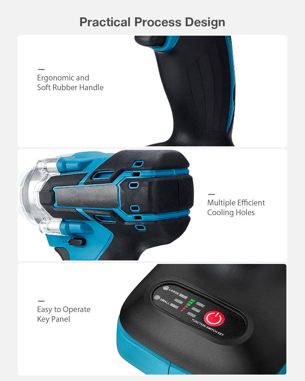 18V Cordless Brushless Impact Wrench Screwdriver Stepless Speed Change Switch For 18V Makita Battery