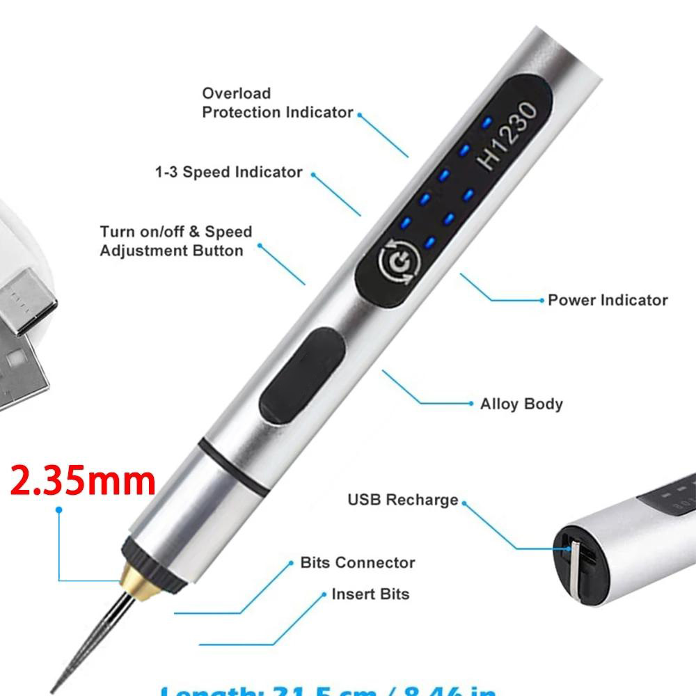 USB Cordless Rotary Tool Kit Woodworking Engraving Pen DIY For Jewelry Metal Glass Mini Wireless Drill