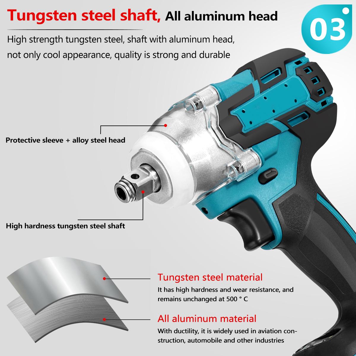Upgrade 4 Speed Brushless Cordless Electric Impact Wrench Rechargeable 1/2 inch Wrench Power Tools for Makit 18V Battery