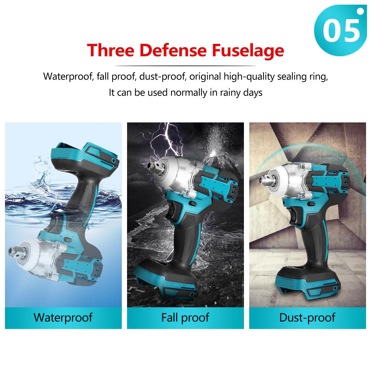 Upgrade 4 Speed Brushless Cordless Electric Impact Wrench Rechargeable 1/2 inch Wrench Power Tools for Makit 18V Battery