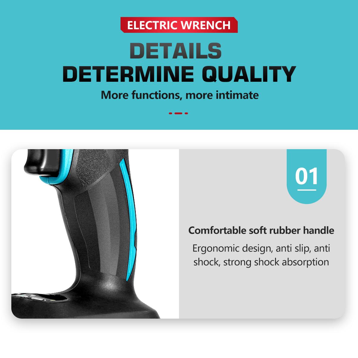 Upgrade 4 Speed Brushless Cordless Electric Impact Wrench Rechargeable 1/2 inch Wrench Power Tools for Makit 18V Battery