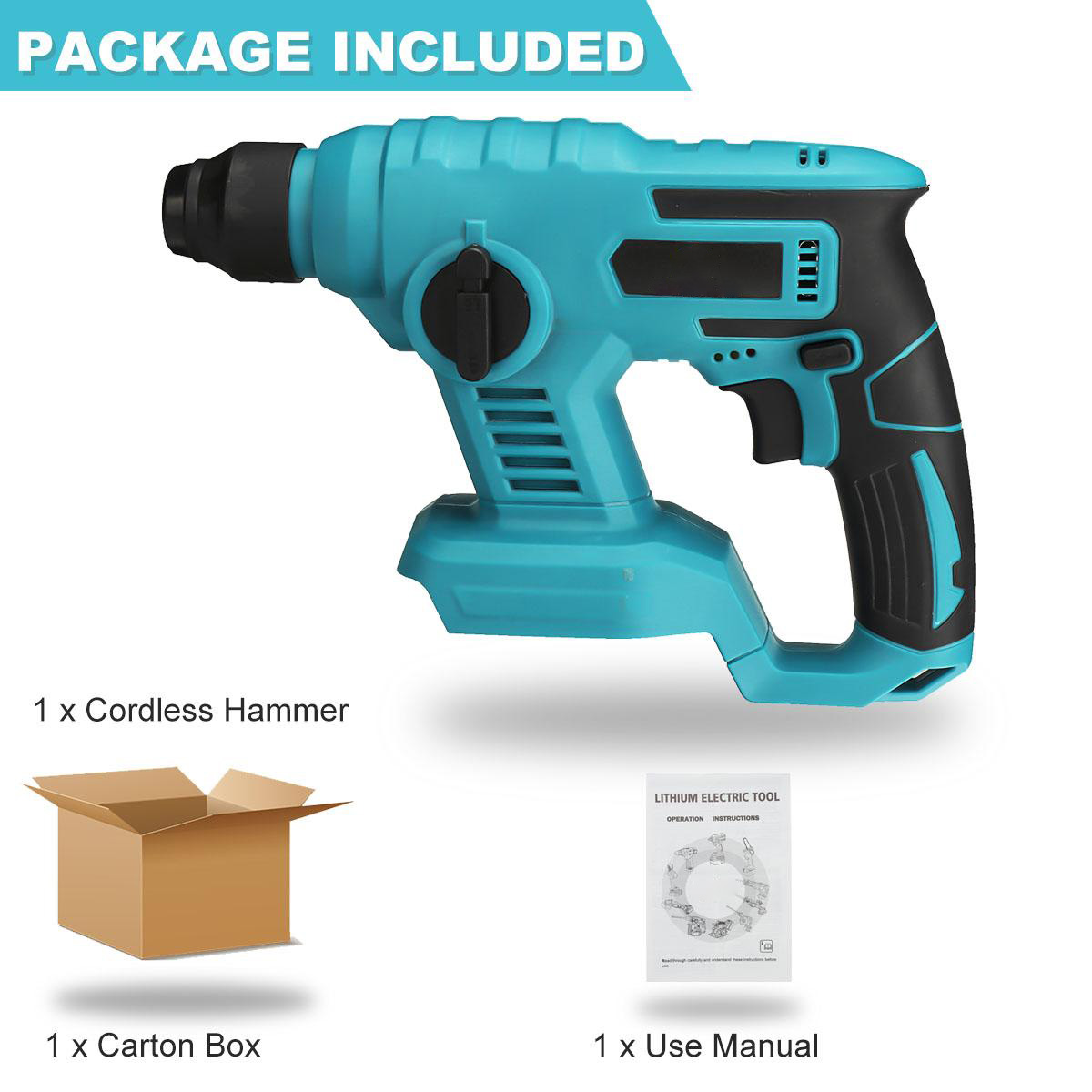 Socoje 21V 20mm Electric Brushless Impact Hammer Electric Drill Rechargeable Woodworking Maintenance Tool Fit Makita