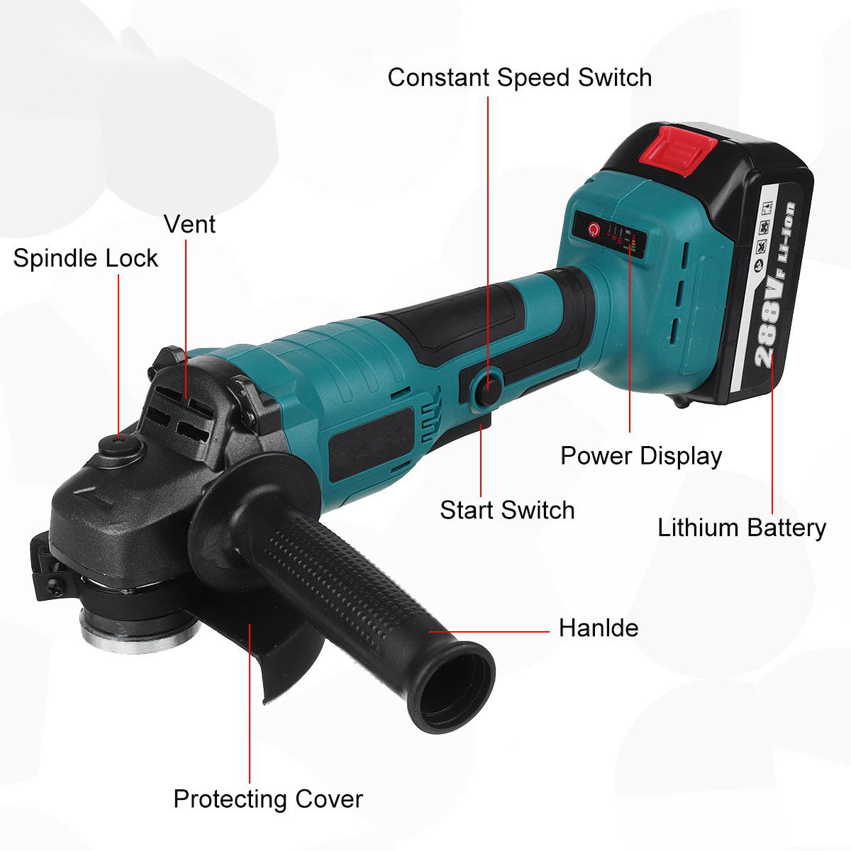 Socoje 288VF Cordless Angle Grinder 3 Gears Brushless Electric 100mm/125mm Polishing Machine W/ 1pc or 2pcs Battery For Makiita