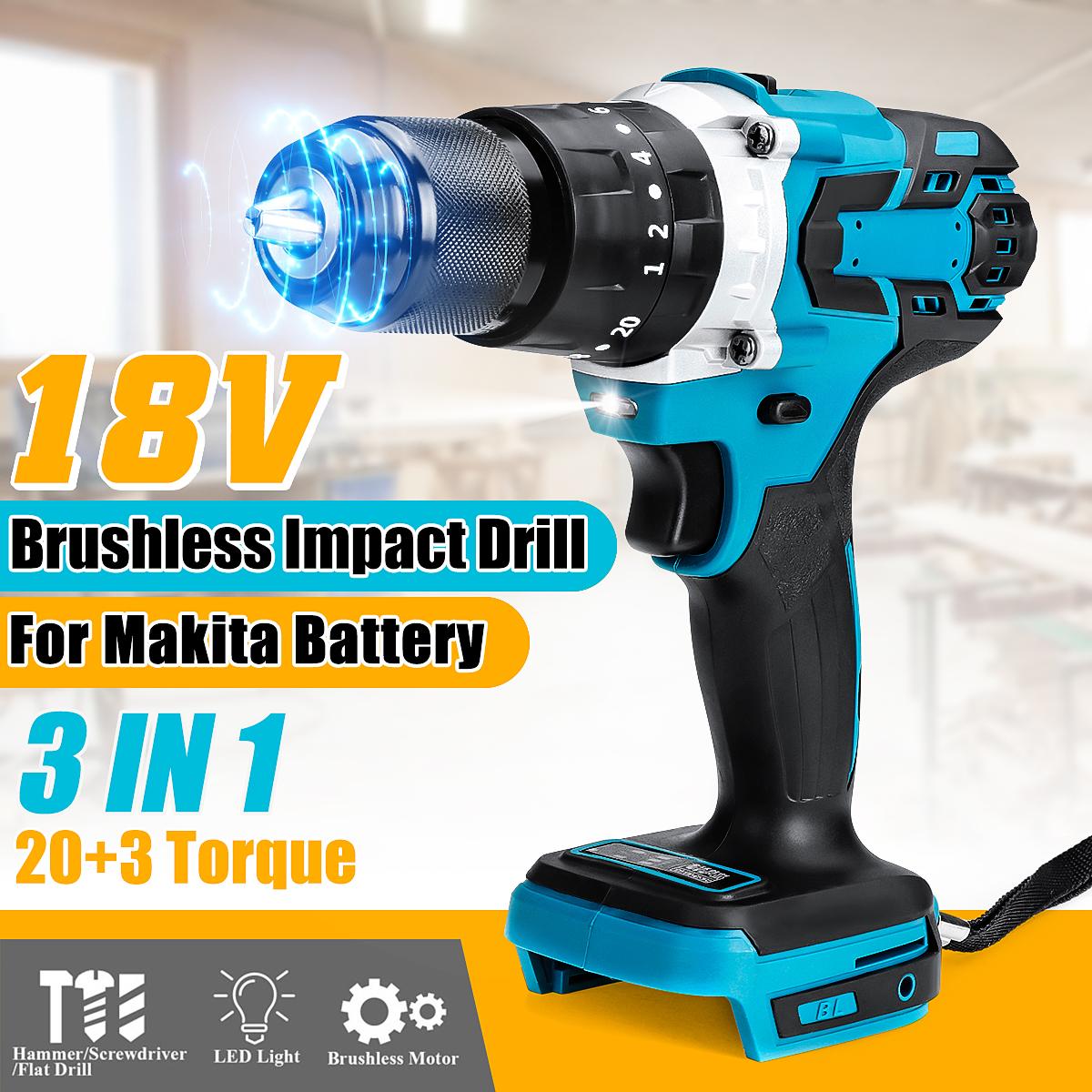 Socoje 350N.m 3 In 1 Regulated Speed Drill Brushless Electric Impact Drill Driver Hammer Drill For 18V Battery