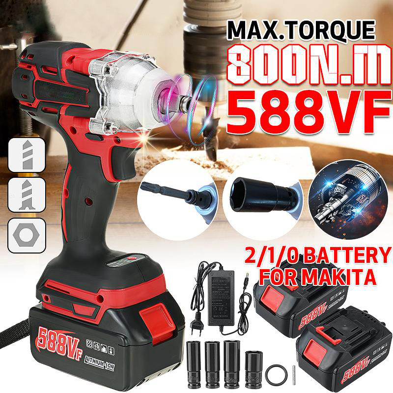 Socoje 588VF 2 in 1 Electric Cordless Brushless Impact Wrench Driver Socket Screwdriver