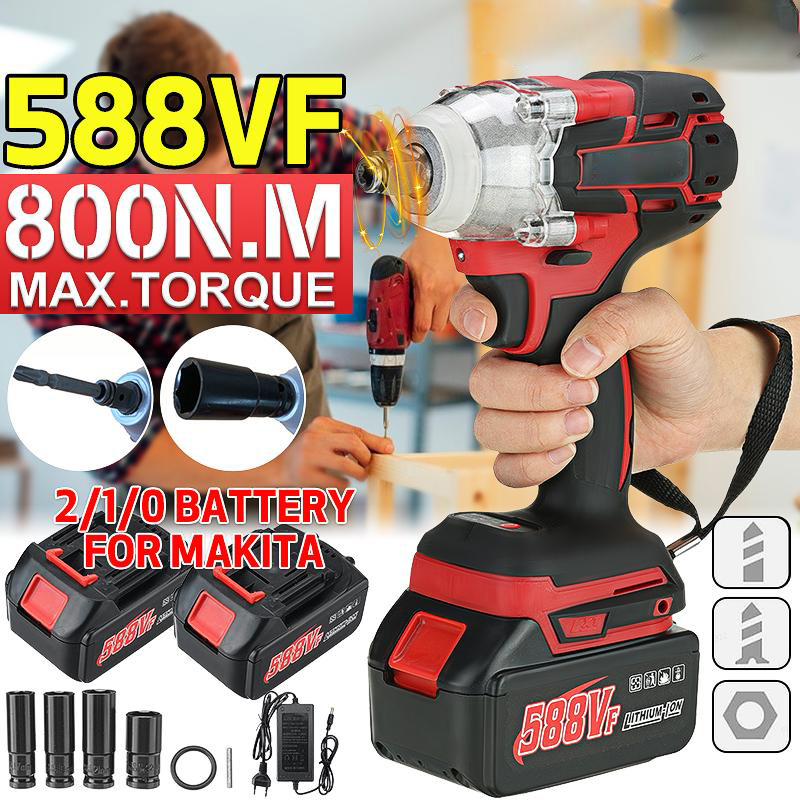 Socoje 588VF 2 in 1 Electric Cordless Brushless Impact Wrench Driver Socket Screwdriver