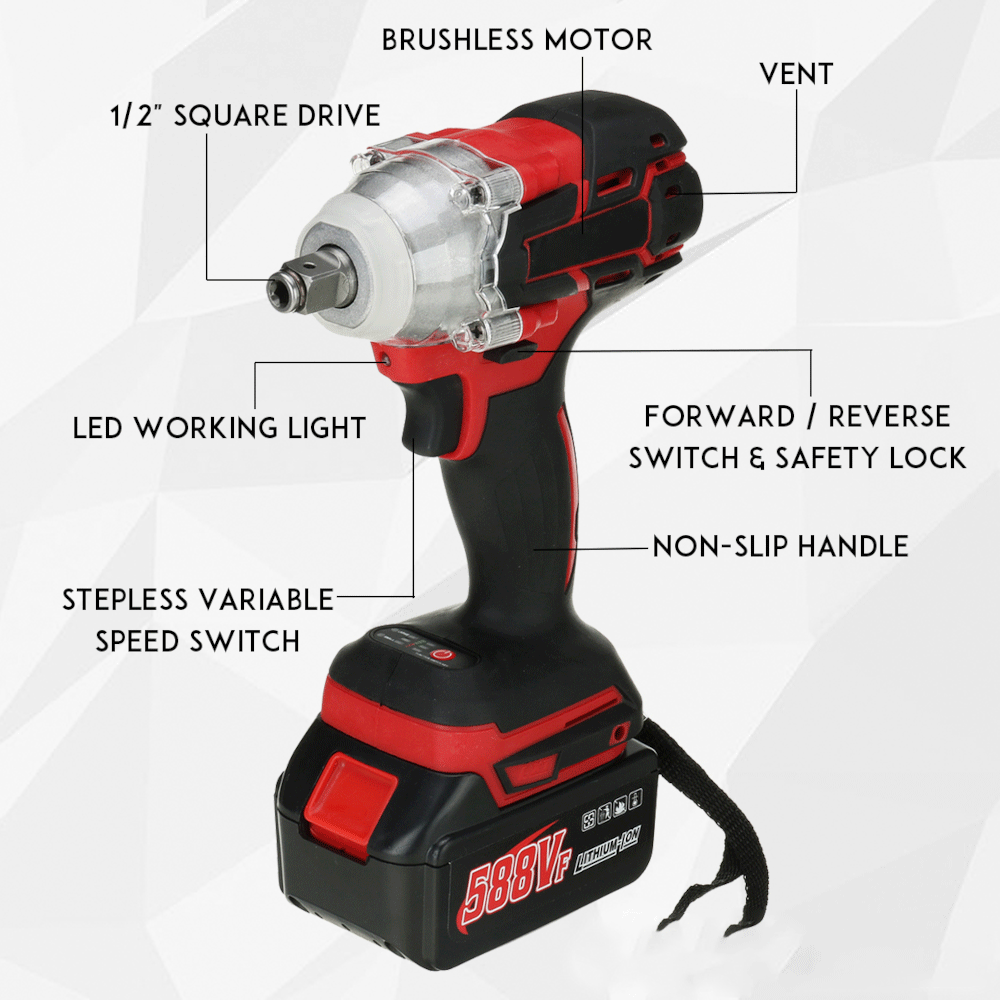 Socoje 588VF 2 in 1 Electric Cordless Brushless Impact Wrench Driver Socket Screwdriver