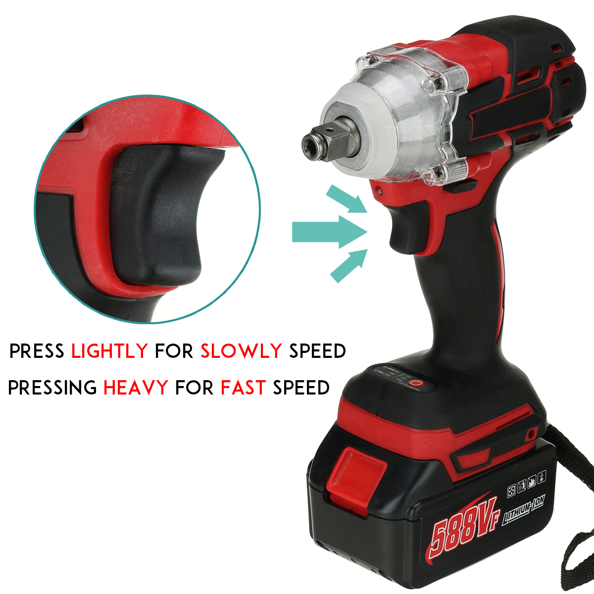 Socoje 588VF 2 in 1 Electric Cordless Brushless Impact Wrench Driver Socket Screwdriver