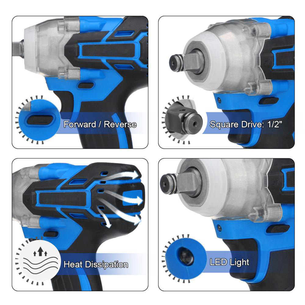Socoje 588VF 800NM 2 in 1 Electric Cordless Brushless Impact Wrench Driver Socket Screwdriver
