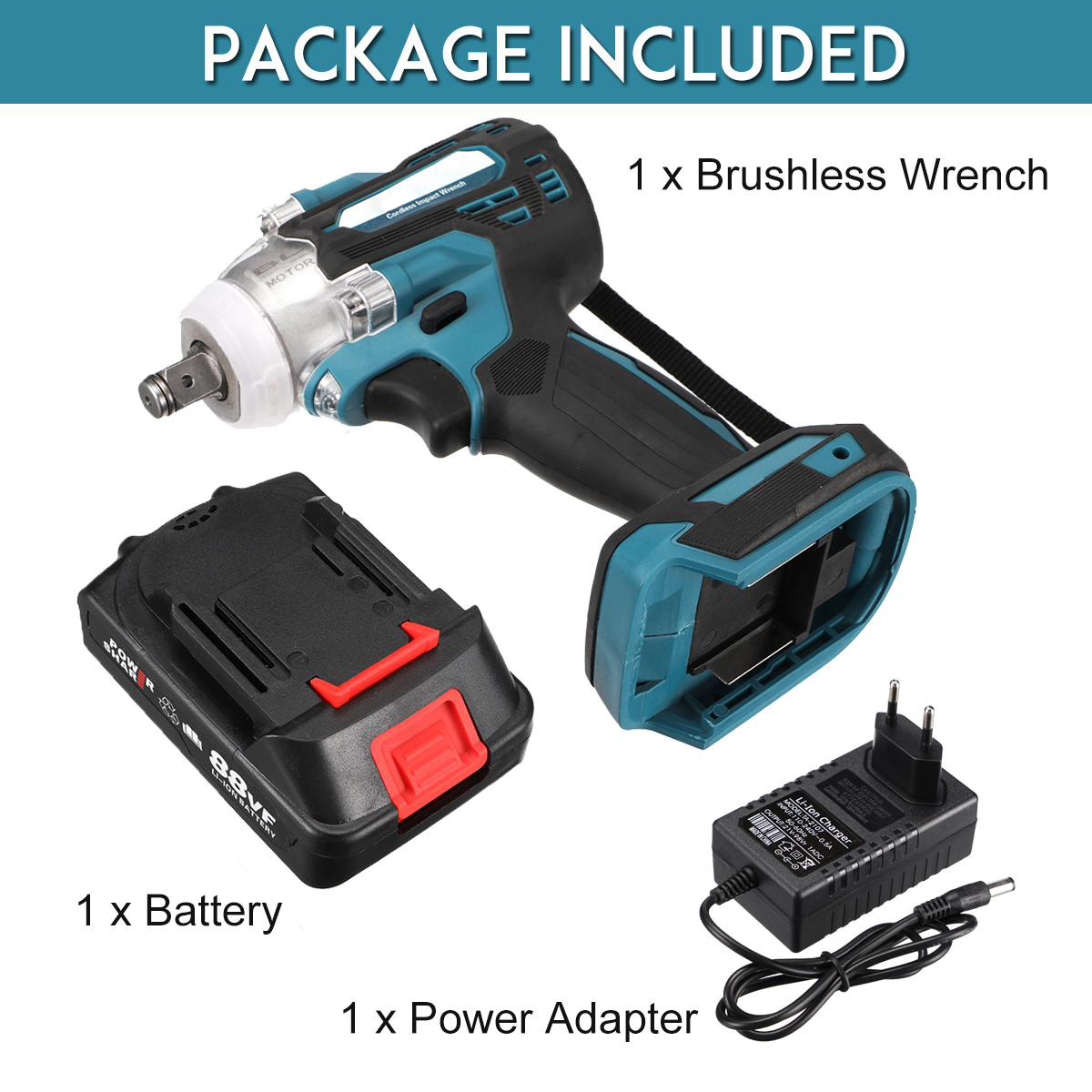 Socoje 88VF 1/2 520NM Electric Wrench Cordless Brushless Impact Wrench W/ 1/2pcs Battery