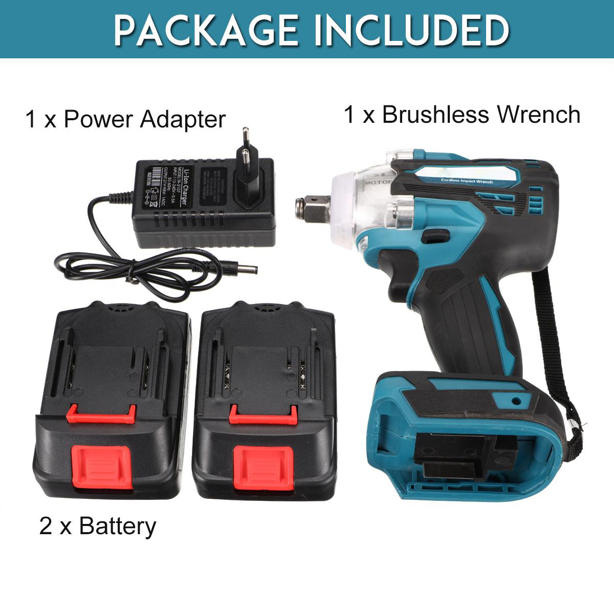Socoje 88VF 1/2 520NM Electric Wrench Cordless Brushless Impact Wrench W/ 1/2pcs Battery