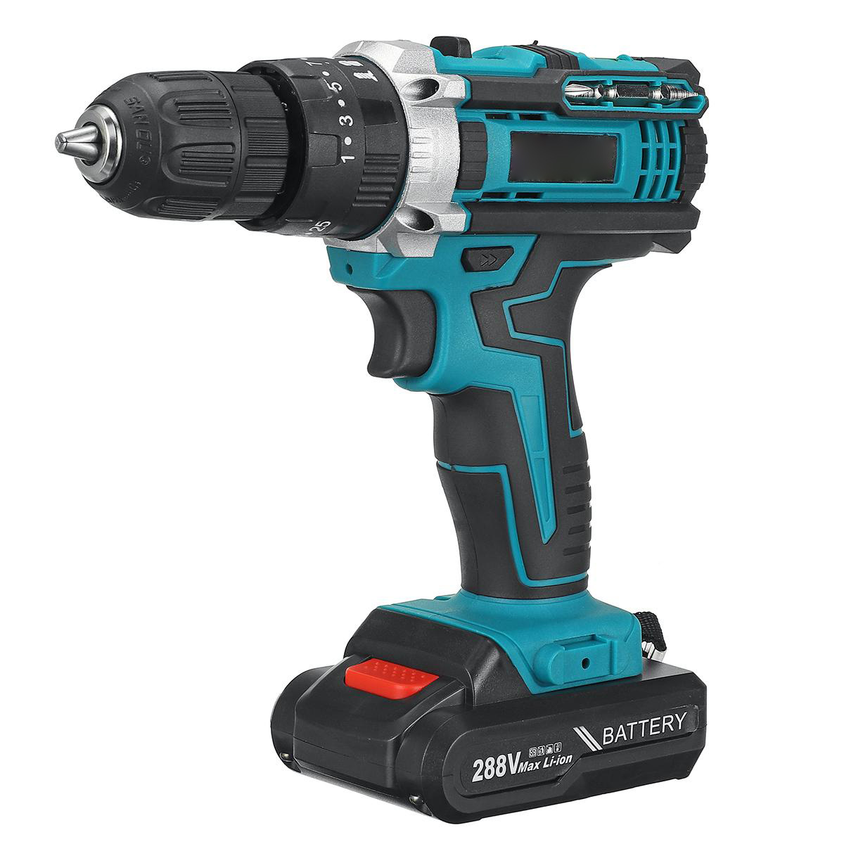 288VF 10mm Electric Drill 25+3 Torque Adjustment Switch Stepless Speed W/1pc/2pc Battery AU/EU/US Plug