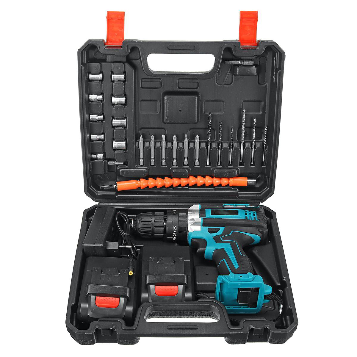 288VF 10mm Electric Drill 25+3 Torque Adjustment Switch Stepless Speed W/1pc/2pc Battery AU/EU/US Plug