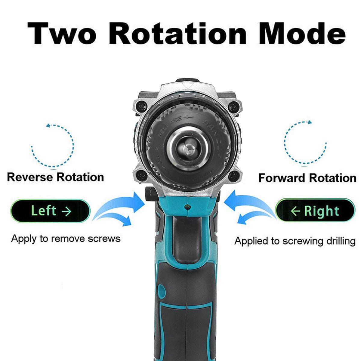 288VF 10mm Electric Drill 25+3 Torque Adjustment Switch Stepless Speed W/1pc/2pc Battery AU/EU/US Plug