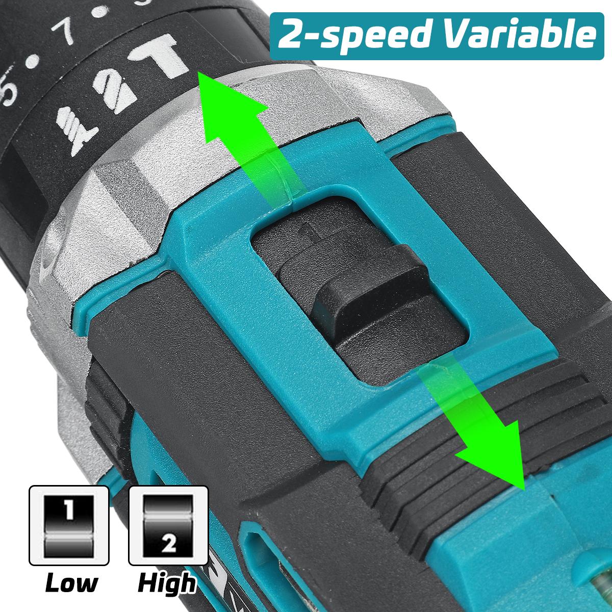 288VF 10mm Electric Drill 25+3 Torque Adjustment Switch Stepless Speed W/1pc/2pc Battery AU/EU/US Plug